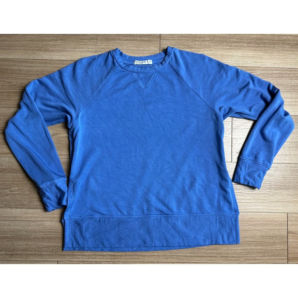 Stateside Womens XS Blue Siro Micro Modal Cotton Fleece Raglan Sweatshirt USA